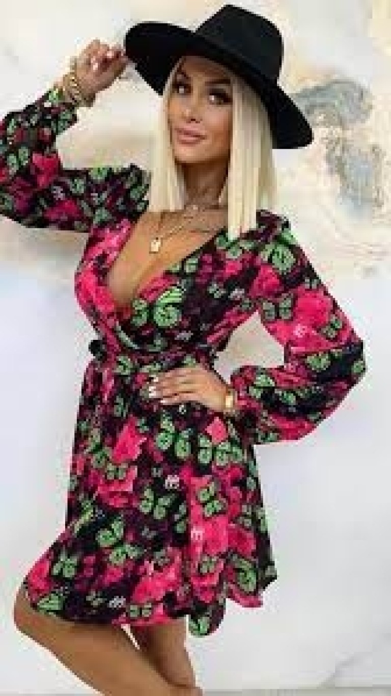 Lola Bianka Butterfly  ruha, zöld-pink