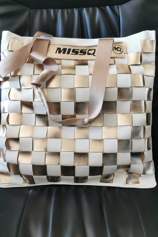 Missq táska - fehér-bronz
