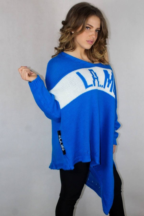 La Mu kötött kék pulcsi